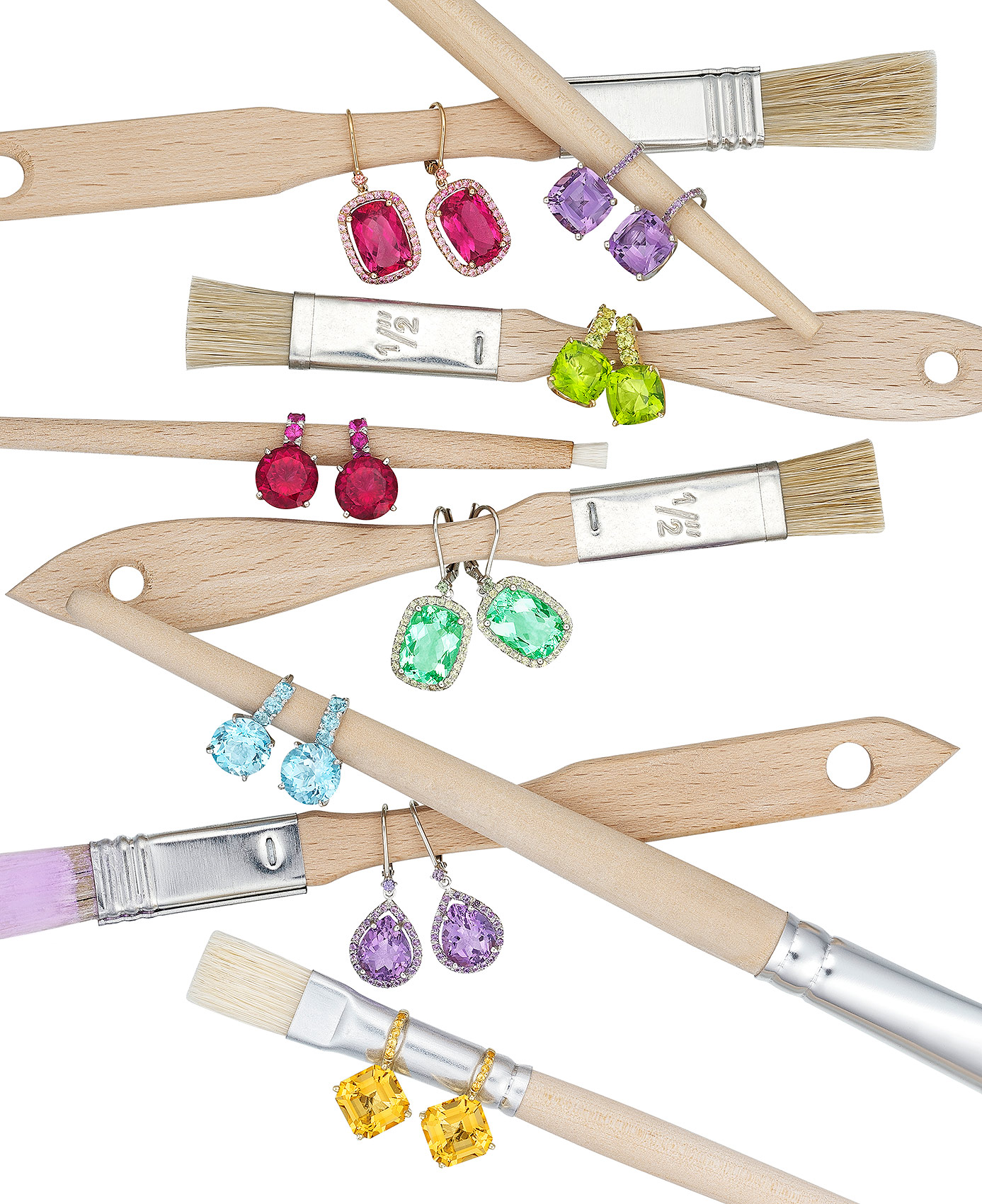 Earrings with Paintbrushes