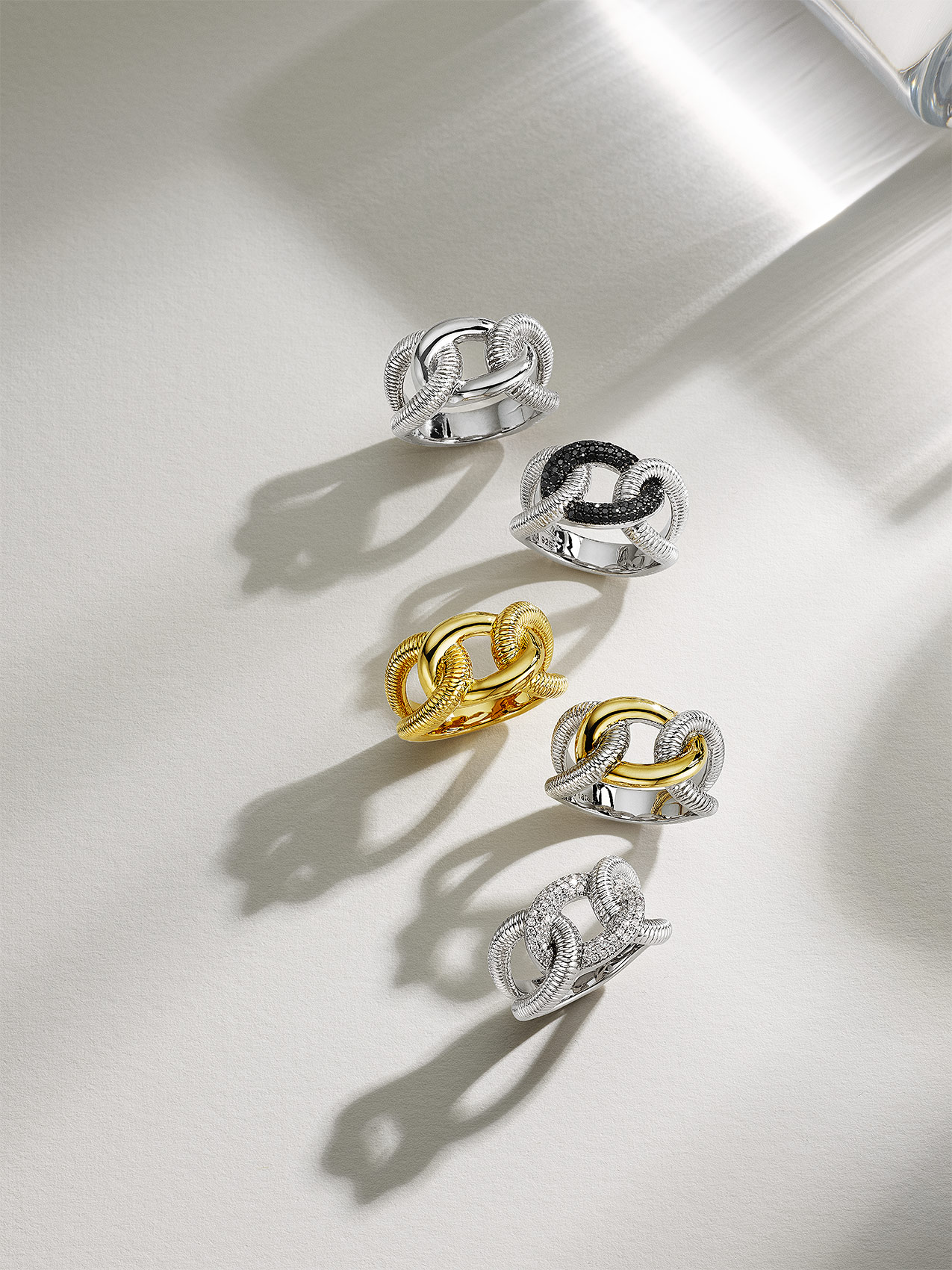 Gold and Diamond Rings with Shadows