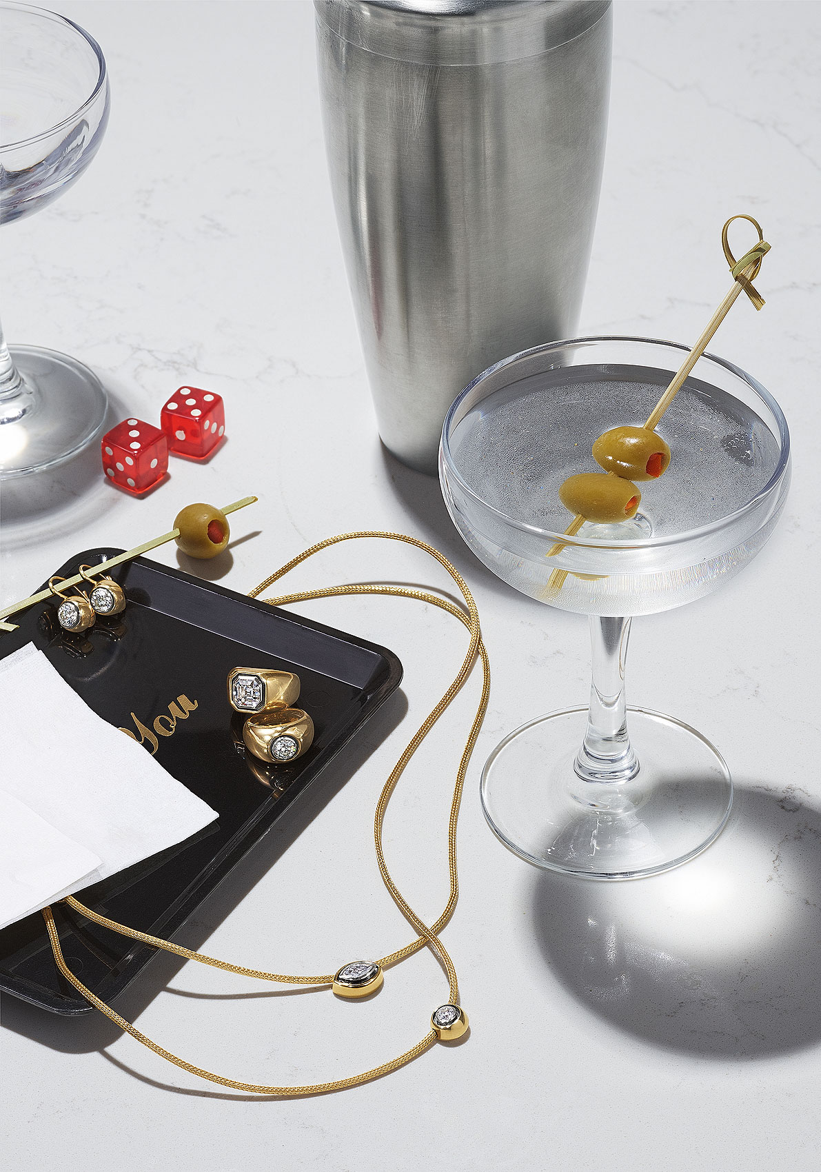 Martinis and  Gold Jewelry