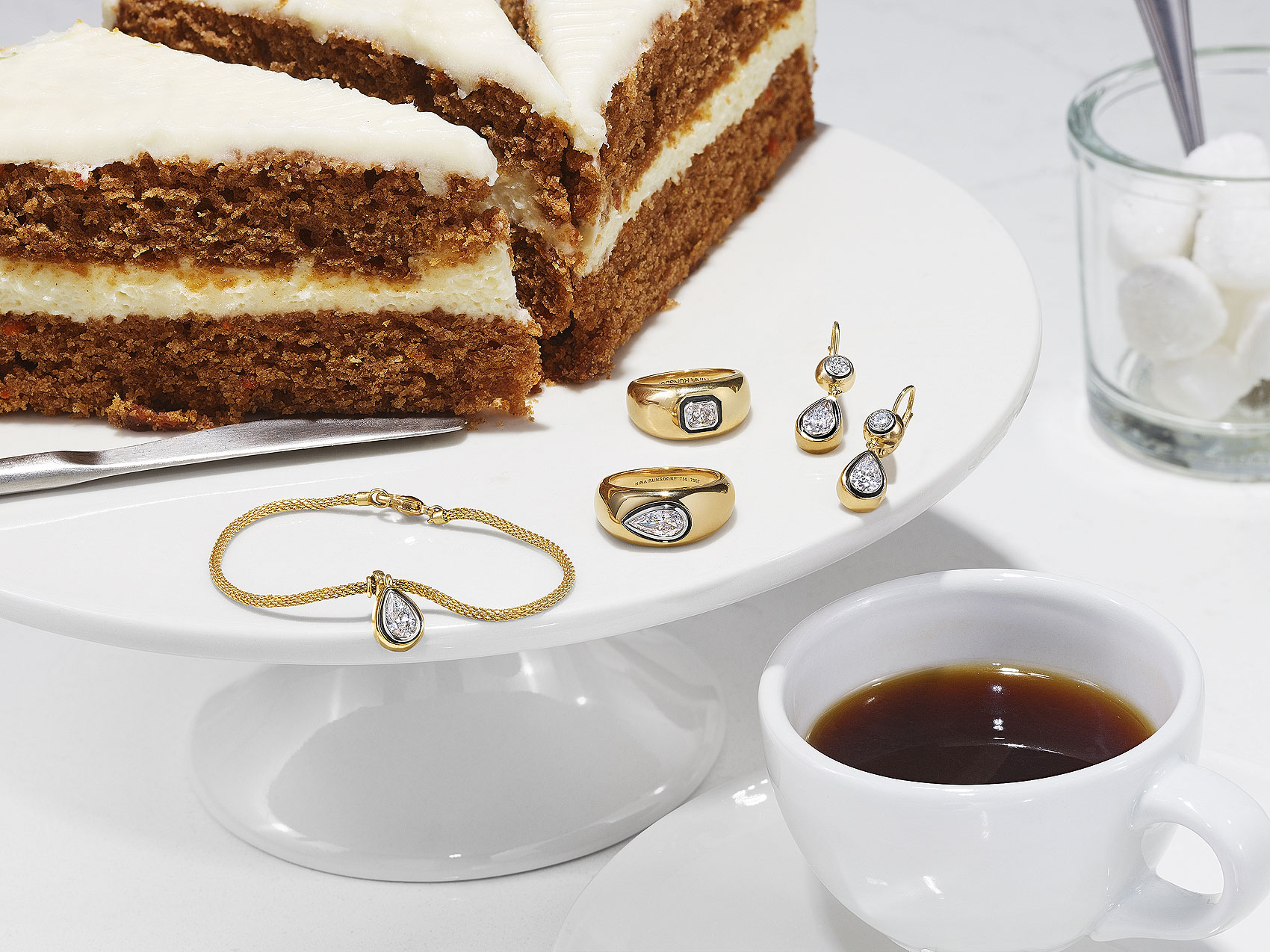 Cake and Gold Diamond Rings